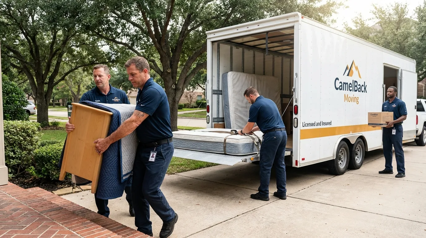 Crew loading residential truck for cross-state move from Lakeland, GA