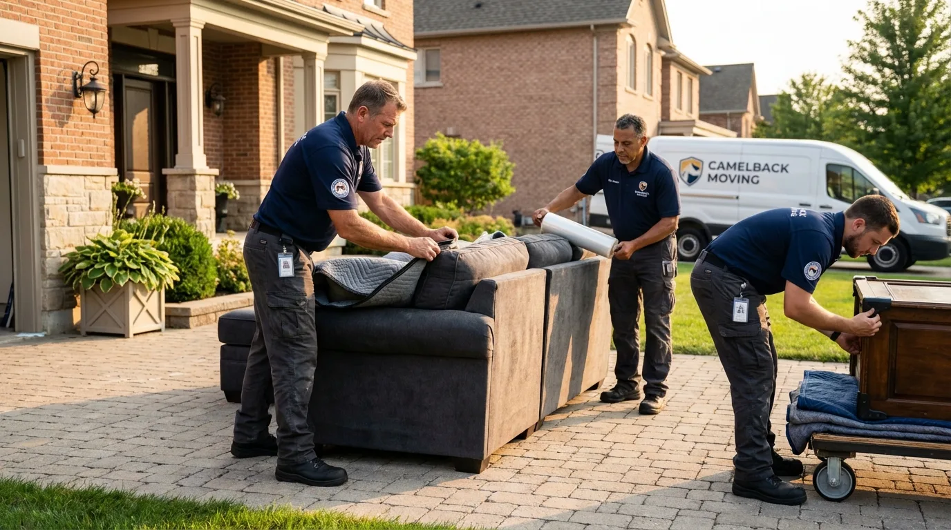 Large estate moving crew wrapping furniture in Lakeland, GA
