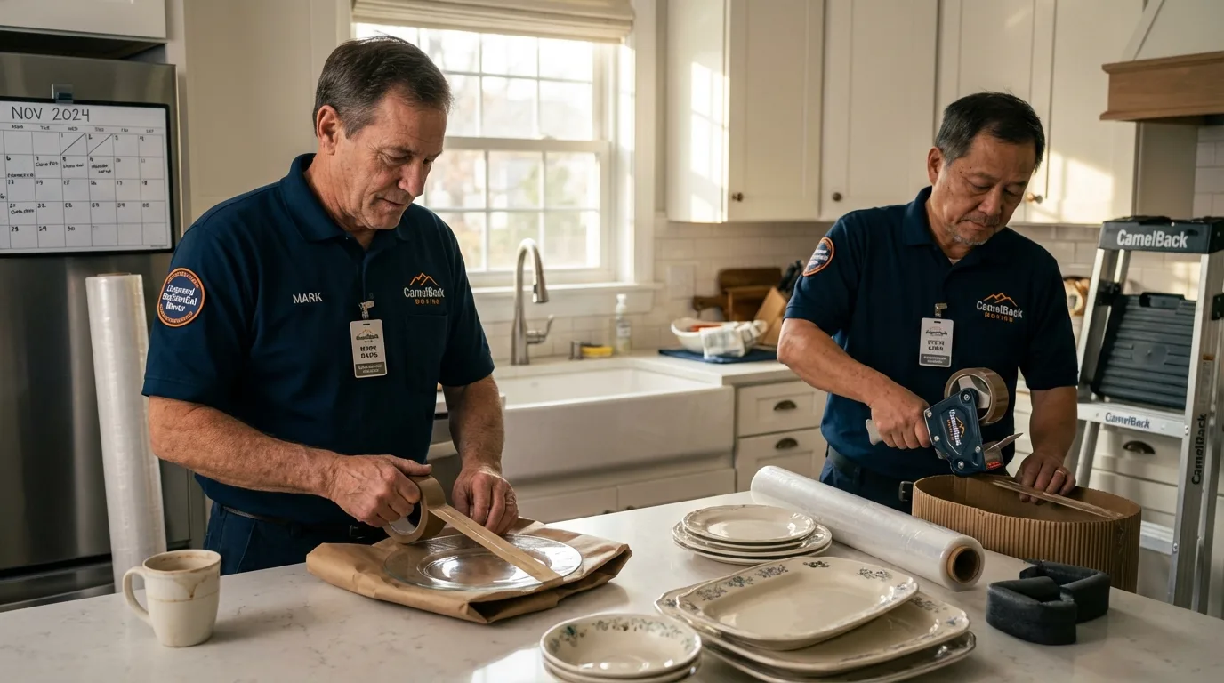Professional crew packing kitchen dishware in Lakeland, GA